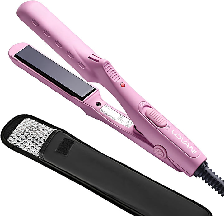 LOVANI Mini plancha plana, alisador de pelo de doble voltaje para v...