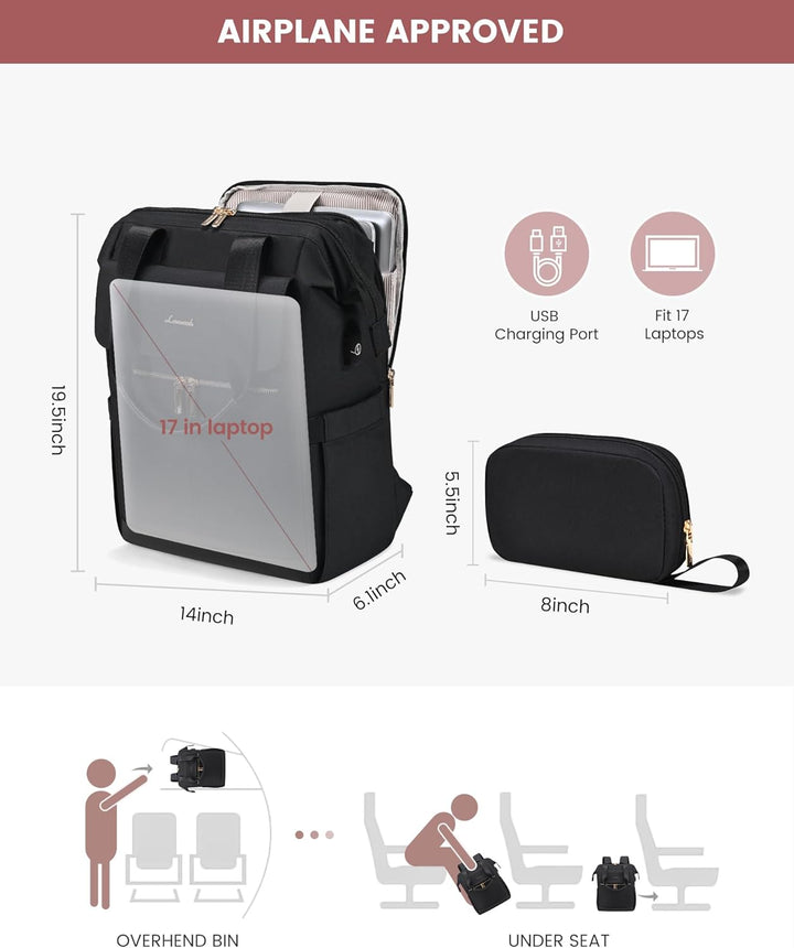LOVEVOOK Mochila para laptop para mujer, mochila de trabajo convert...