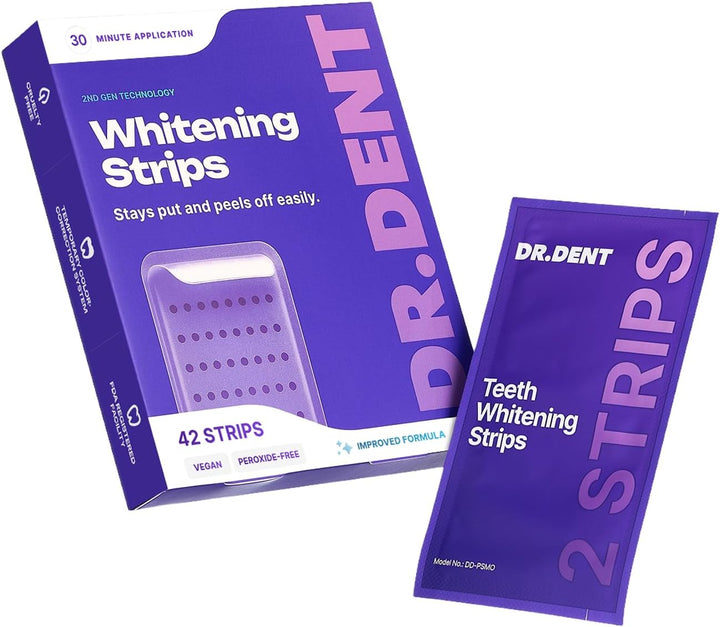 DRDENT Tiras blanqueadoras de dientes moradas, 21 tratamientos, seg...