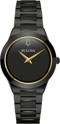 Bulova Reloj moderno de cuarzo de 2 manecillas de acero inoxidable Millenia para mujer, estilo de esfera negra: 98L314