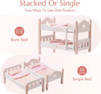 ROBUD Cuna para muñeca bebé, camas de madera para muñecas bebé de 20 pulgadas, literas para muñecas bebé con tul, cama para muñeca American Girl para regalos, rosa
