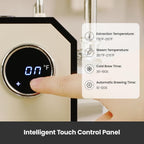 Gemilai G3006A - Máquina de café expreso, cafetera de café frío y caliente para el hogar con control de temperatura PID doble, pantalla doble, bomba de 15 bares, programa de preparación ajustable