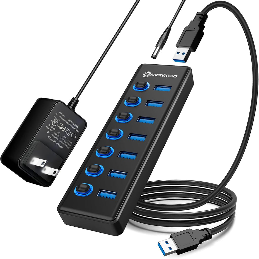 MENKSIDㅤ, hub USB 3.2 de 7 puertos, alimentado