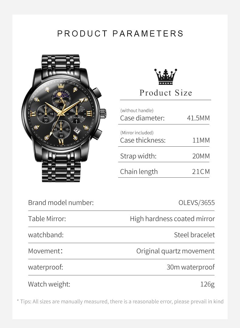 OLEVS Reloj para Hombre Diamante Negocios Vestimenta Analógico Acero Inoxidable a Prueba de Agua Lúmina Fecha Dos Tonos Lujo Casual de Muñeca