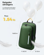 Mochila delgada para laptop para hombre, mochila de viaje de negocios de 15.6 pulgadas con puerto de carga USB, bolsa ligera de computadora de trabajo de 1.5 libras, mochila duradera