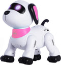 yiman Robot de juguete para perros con control remoto, robot inteligente programable para niños de 3 años en adelante, baile y sonido interactivos, juguetes de acrobacias RC con ojos LED, juguete electrónico para mascotas para niños y niñas (rosa)