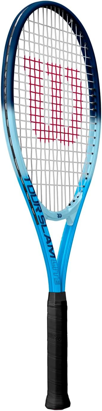 Wilson Tour Slam Lite - Raqueta de tenis recreativa para adultos, tamaño de empuñadura 3-4 3/8 pulgadas, color azul
