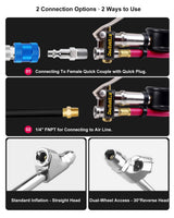ATsafepro Inflador de neumáticos con manómetro, 10-160 PSI, mandril...