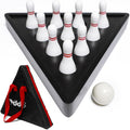 Juego de alfileres de bolos de tejo con 10 pines de bolos de madera dura de alta calidad, bola de boliche triangular Durabel de resina y bolsa de transporte, diversión para juegos de tejo