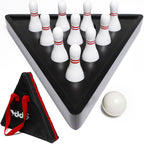Juego de alfileres de bolos de tejo con 10 pines de bolos de madera dura de alta calidad, bola de boliche triangular Durabel de resina y bolsa de transporte, diversión para juegos de tejo