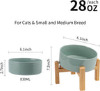 Tazón elevado de cerámica antideslizante de 15° inclinado para perros de razas pequeñas/medianas, plato inclinado de cara grande, plato de alimentación de agua para mascotas con soporte para