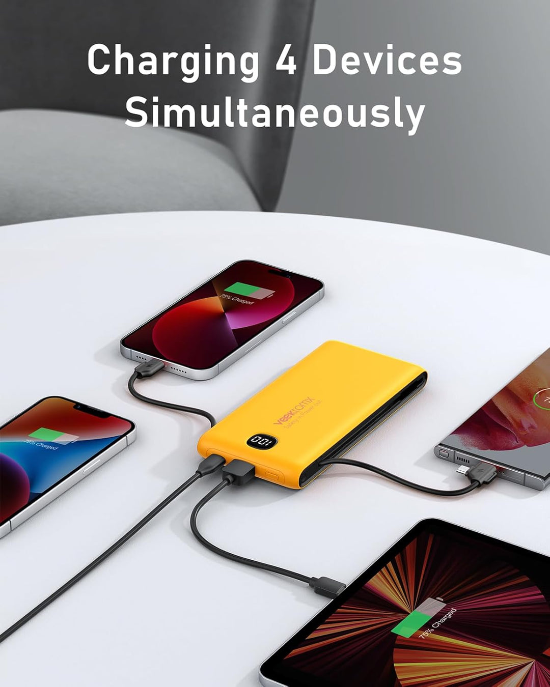VEEKTOMX Cargador portátil con cables integrados de 10000 mAh, banc...