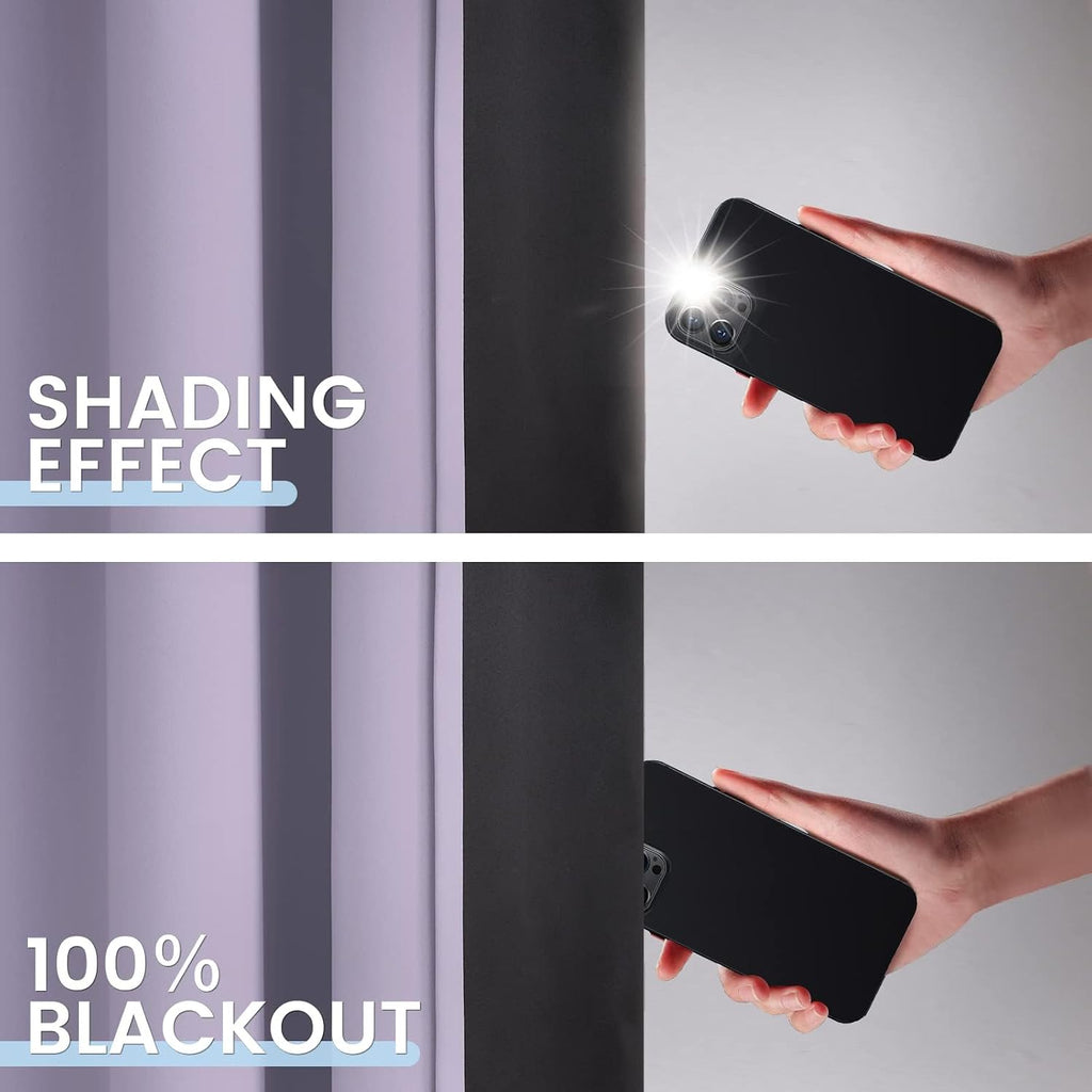 SimpleHome - Cortinas opacas 100 % lilas para oscurecer la sala de estar, 63 pulgadas