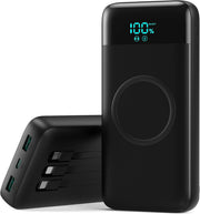 Cargador portátil inalámbrico de 40800 mAh con 3 cables integrados,...