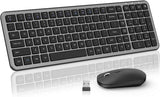 Combo de teclado y mouse inalámbricos, teclado plano delgado y comp...