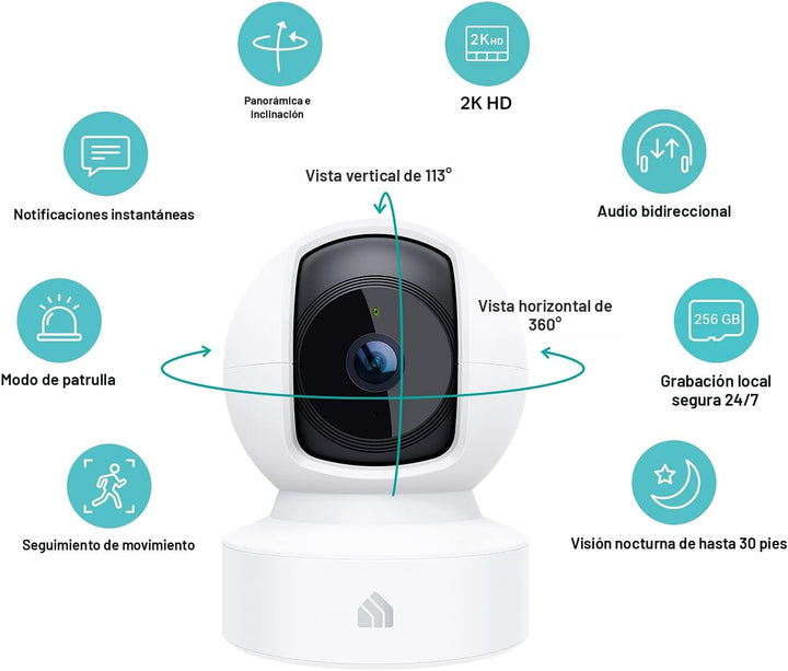 Kasa Smart Cámara de seguridad Kasa 2K QHD Pan\/Tilt, sensor Starli...