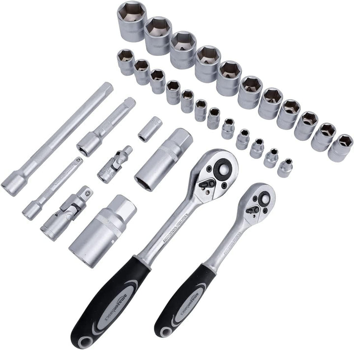 Amazon Basics Juego de herramientas manuales de mecánico y reparaci...