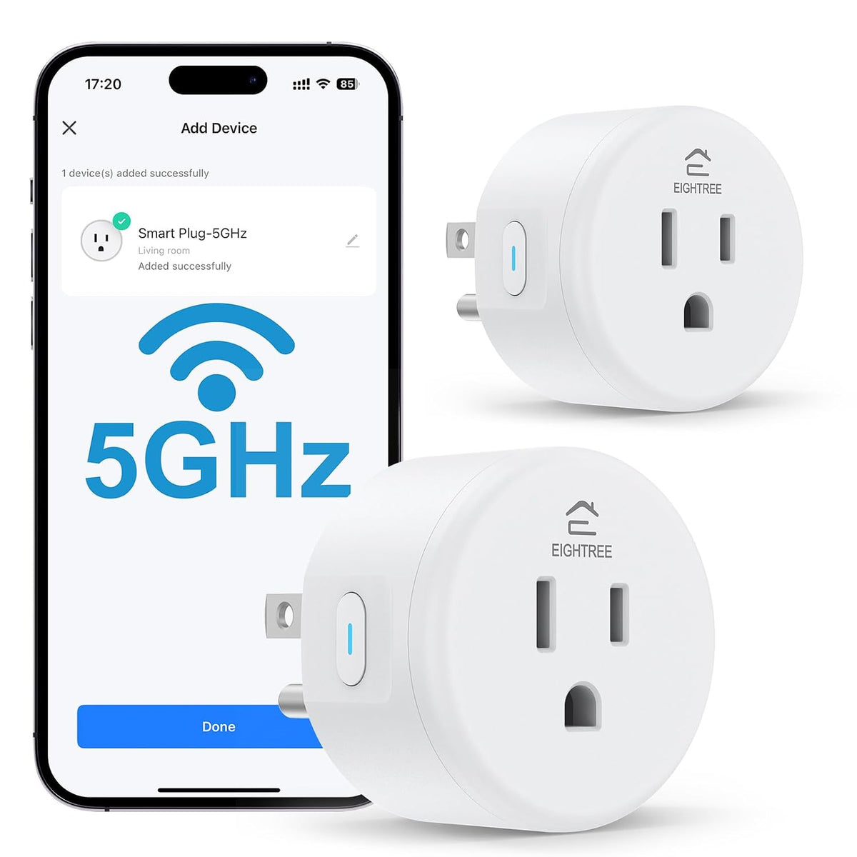 Lámpara EIGHTREE 5GHz Smart Plug 15A WiFi Outlet, Alexa & Google Compatible, 2 Pack