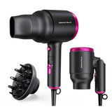 Wavytalk Secador de pelo con difusor, secador de pelo plegable, dif...