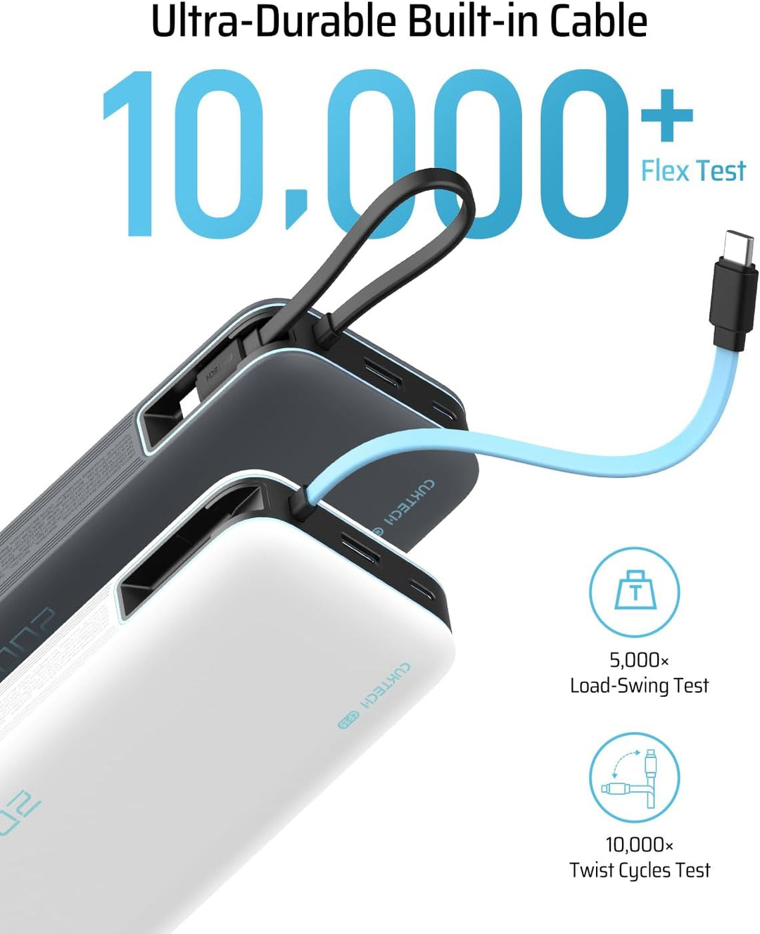 CUKTECH Banco de energía de 45W 20000mAh, cargador de viaje portáti...