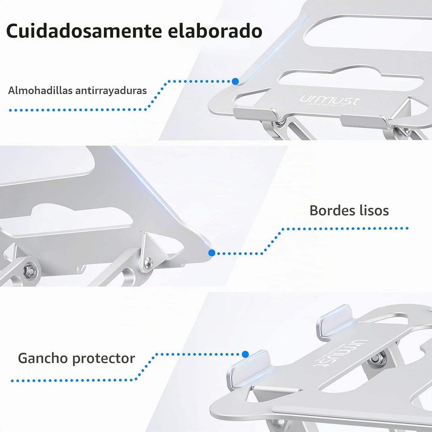 Urmust - Soporte de aluminio ligero para laptop y notebook de hasta...