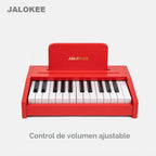Teclado de piano para niños, piano digital para niños, instrumento educativo musical, juguete de madera para niñas y niños a partir de 3 años (rojo, 25 teclas)