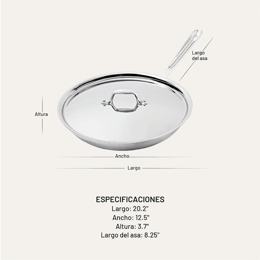 All-Clad Sartén D3® de acero inoxidable de 12 pulgadas con tapa
