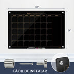 Pizarra blanca con calendario para pared, 36 x 24 pulgadas, cristal