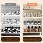 Organizador de ranuras para zapatos, paquete de 15, apilador de zapatos ajustable para almacenamiento en el armario, transparente de doble capa ahorrador de espacio, duradero y apilable para zapatos deportivos y tacones planos