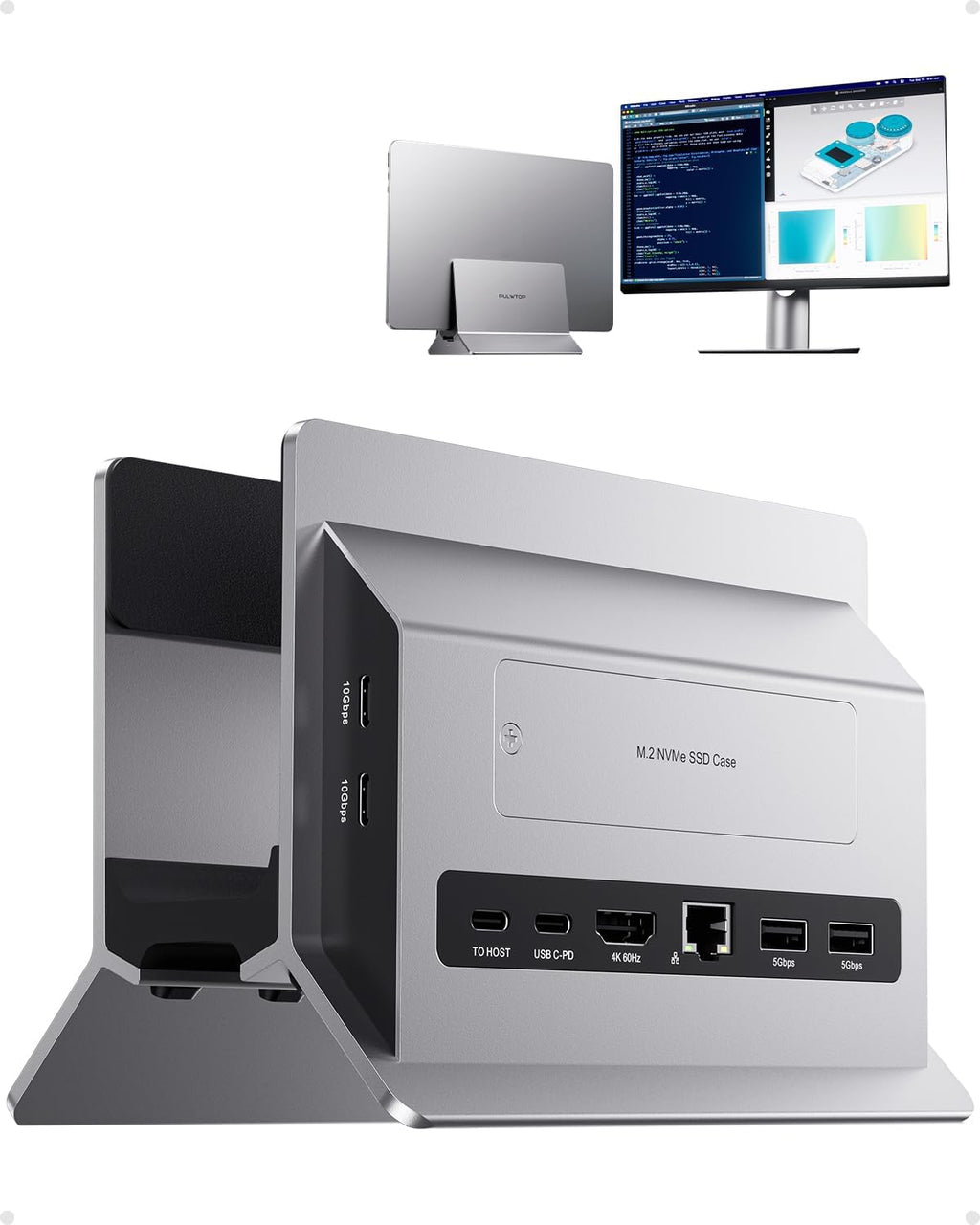 Estación de acoplamiento vertical USB-C 11 en 1 con carcasa SSD NVME M.2