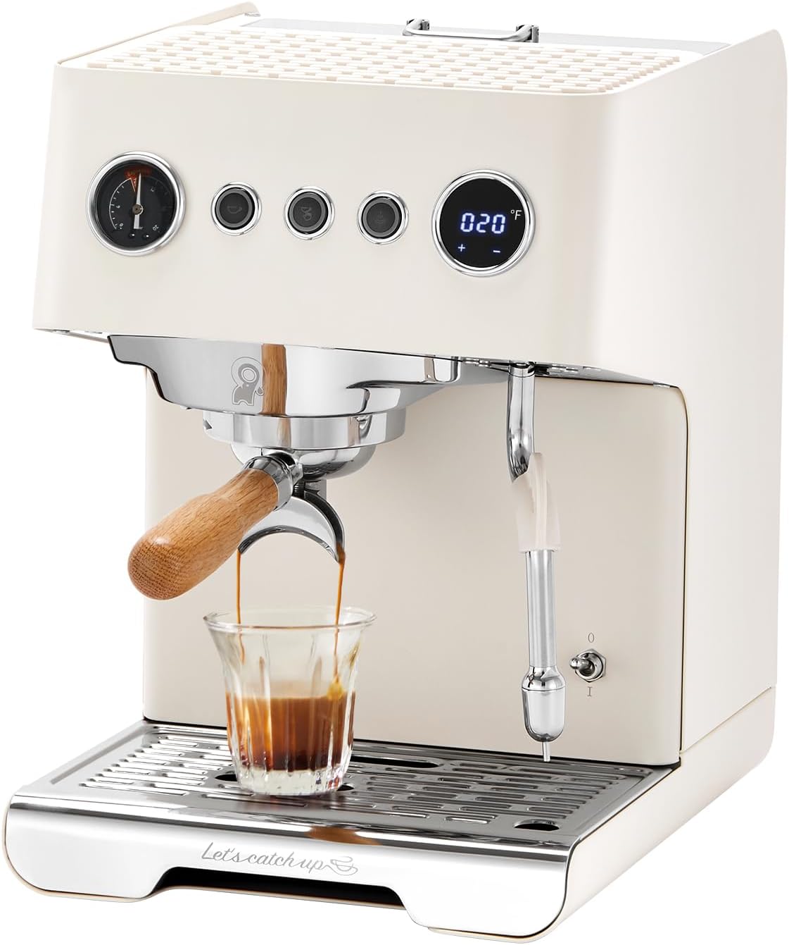 Gemilai G3028A - Máquina de café expreso, cafetera profesional de 15 bares con presión ajustable y espumador de leche automático, doble PID y caldera de 18.6 fl oz, tanque de 57 onzas, acero inoxidable para capuchino, color blanco latte