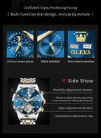 Reloj OLEVS Skeleton para Hombre Automático de Negocios Lujo con Diamante, Reloj Automático de Carga, Reloj de Pulsera con Calendario de Acero Inoxidable