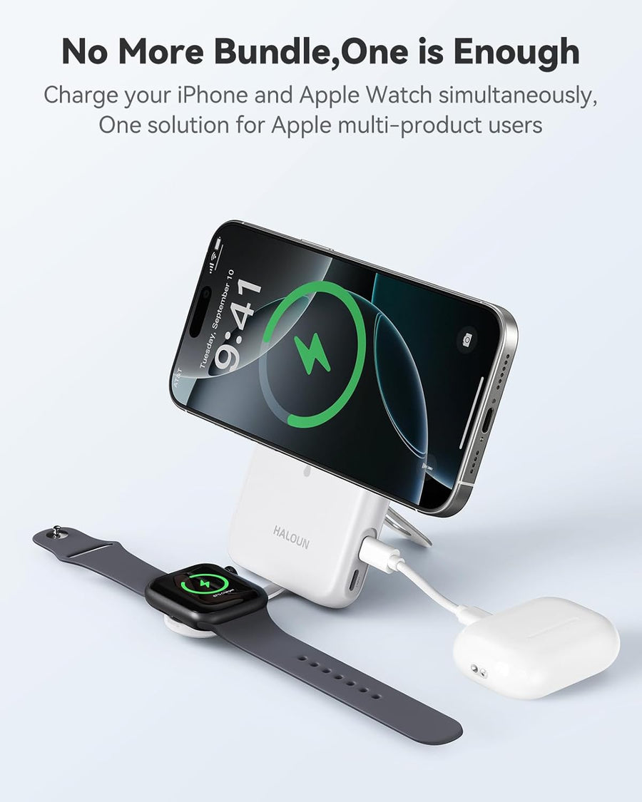 Cargador portátil magnético para iPhone y Apple Watch, banco de ene...