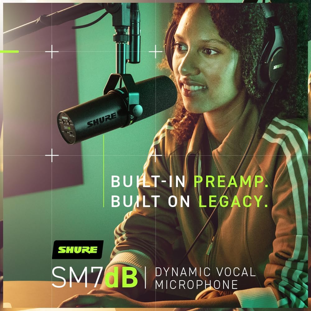 Shure SM7dB - Micrófono vocal dinámico con preamplificador integrad...