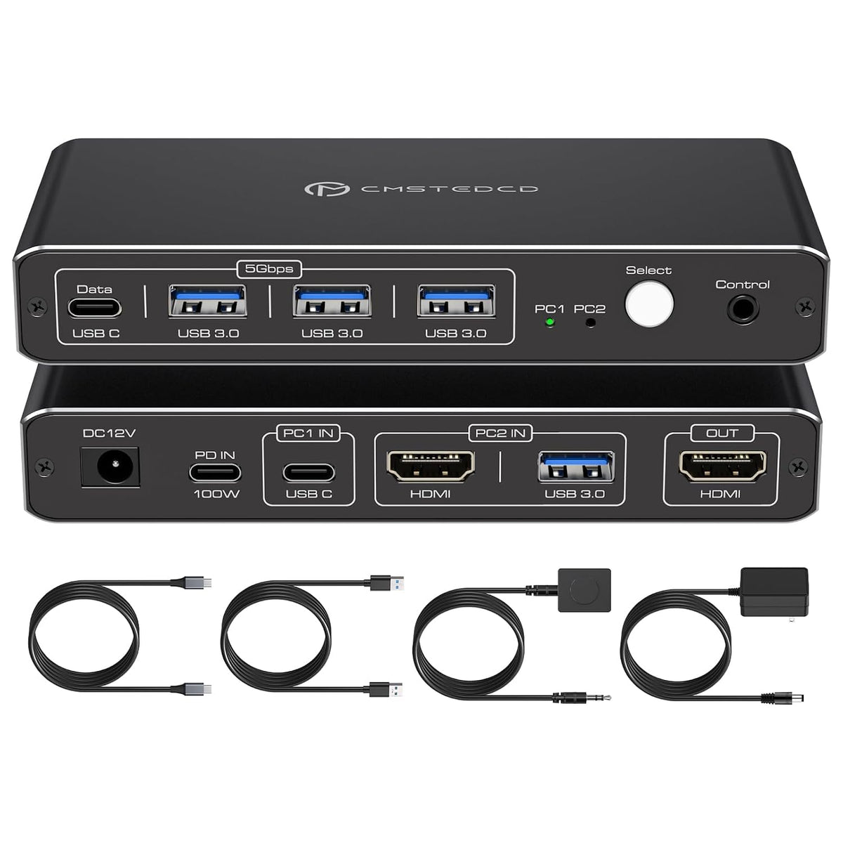 Conmutador KVM 1 monitor 2 ordenadores, 4K@60Hz USB-C HDMI KVM