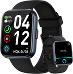 Relojes inteligentes para hombre, Android y iPhone, reloj de seguimiento de actividad física HD de 1.8 pulgadas con Alexa integrado, IP68 impermeable, llamada Bluetooth (respuesta/hace)