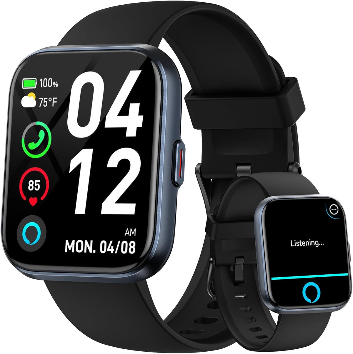 Relojes inteligentes para hombre, Android y iPhone, reloj de seguimiento de actividad física HD de 1.8 pulgadas con Alexa integrado, IP68 impermeable, llamada Bluetooth (respuesta/hace)