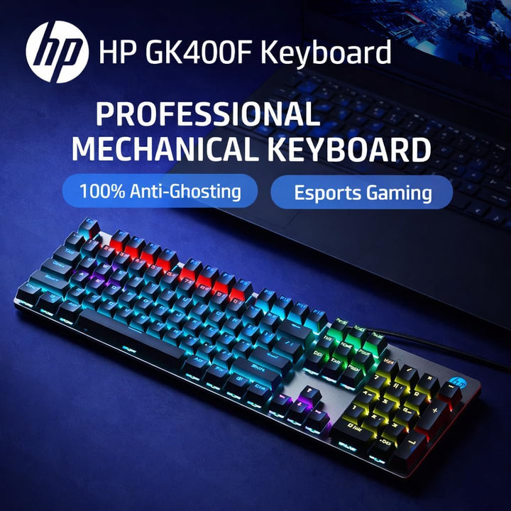 HP GK400F Teclado mecánico con cable para juegos, USB con cable de...