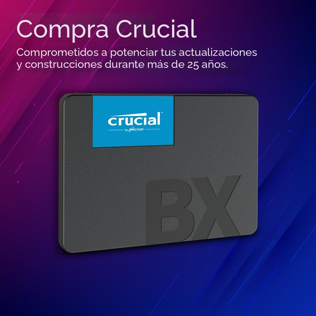 Crucial BX500 SATA SSD de 2 TB, disco duro interno de 2,5 pulgadas,...