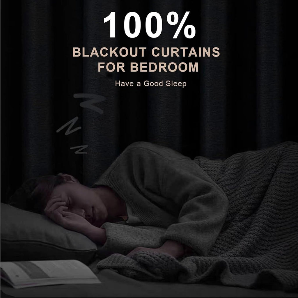 INOVADAY Juego de 2 paneles de cortinas 100% opacas de 84 pulgadas de largo, con pestaña trasera, bolsillo para barra, cortinas opacas de lino para dormitorio, cortinas de ventana con aislamiento