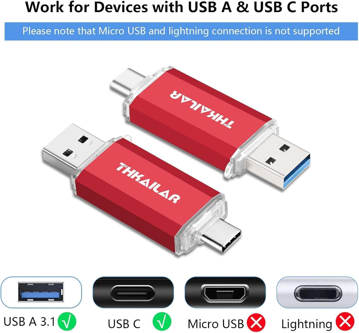 Thkailar Unidad flash USB C de 1 TB para MacBook y teléfonos Androi...