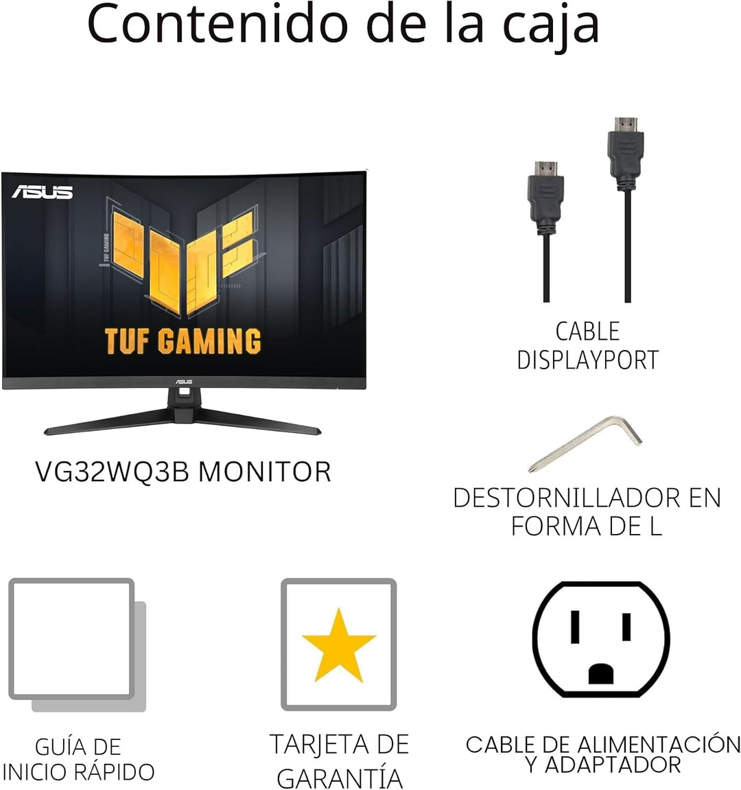 ASUS TUF Gaming VG32WQ3B - Monitor curvo para juegos de 31.5\u201D...