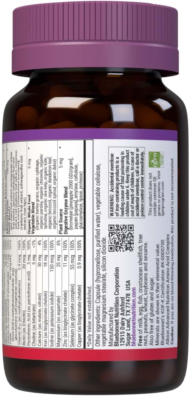 Bluebonnet Nutrition Ladies One Vegetal Capsule, Whole Food Multipl...