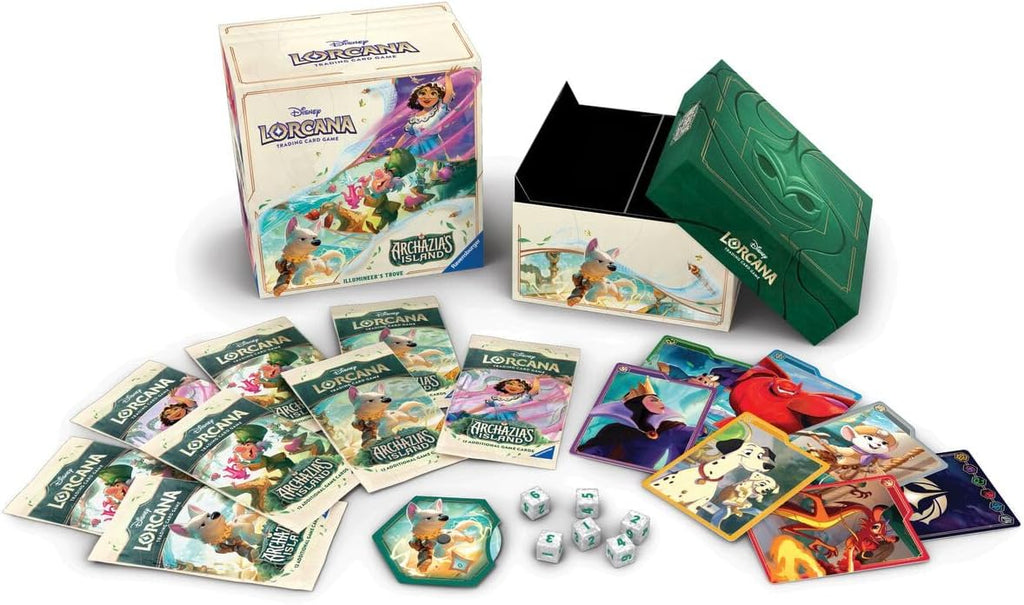 Ravensburger Disney Lorcana TCG: Archazia's Island Illumineer's Trove | Almacenamiento seguro de tarjetas | Incluye paquetes de refuerzo y guía completa | Obras de arte originales de Disney | A partir