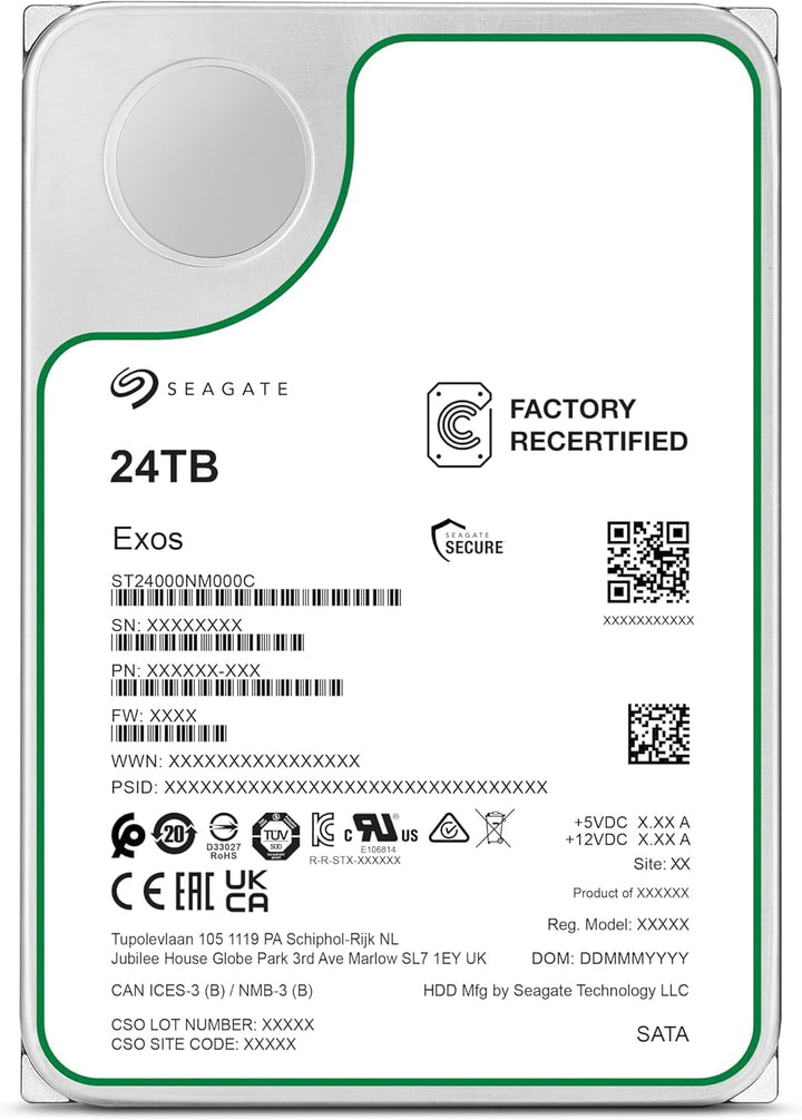Seagate Exos X24 24TB Unidad de Disco Duro Empresarial HDD SATA 6Gb...