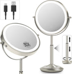 Espejo de maquillaje iluminado de 8 pulgadas con luz, espejo ajustable de altura de aumento 30X