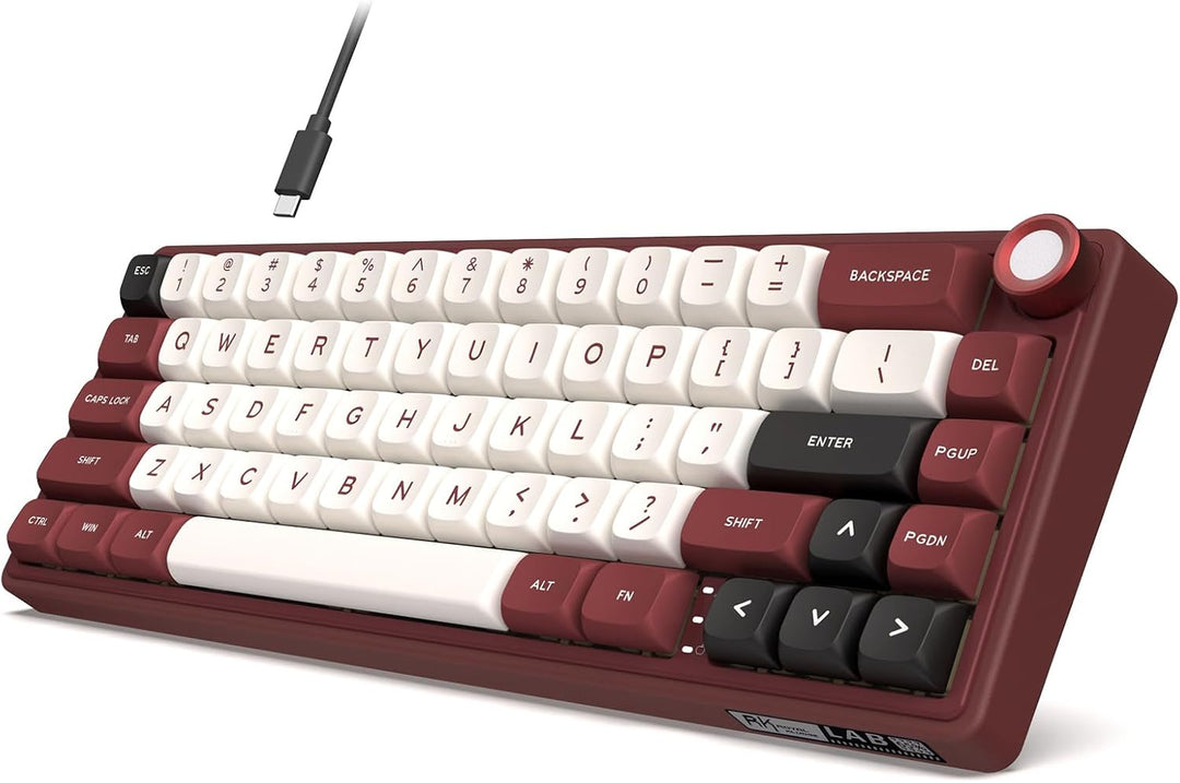 RK ROYAL KLUDGE R65 Teclado mecánico con cable con perilla de volum...