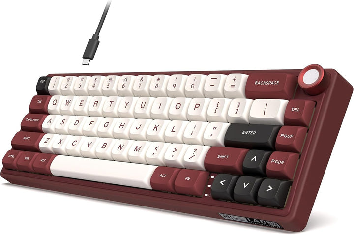 RK ROYAL KLUDGE R65 Teclado mecánico con cable con perilla de volum...
