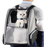 Texsens - Mochila para transporte de mascotas, con un innovador sistema de burbuja, ideal como transportín para gatos y perros (negro)