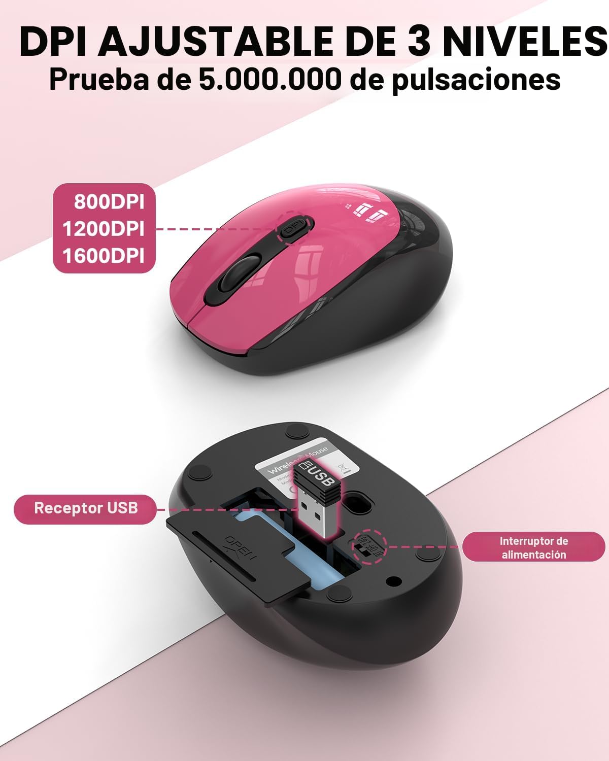 Colorido combo de teclado y mouse inalámbricos, teclas redondas, te...